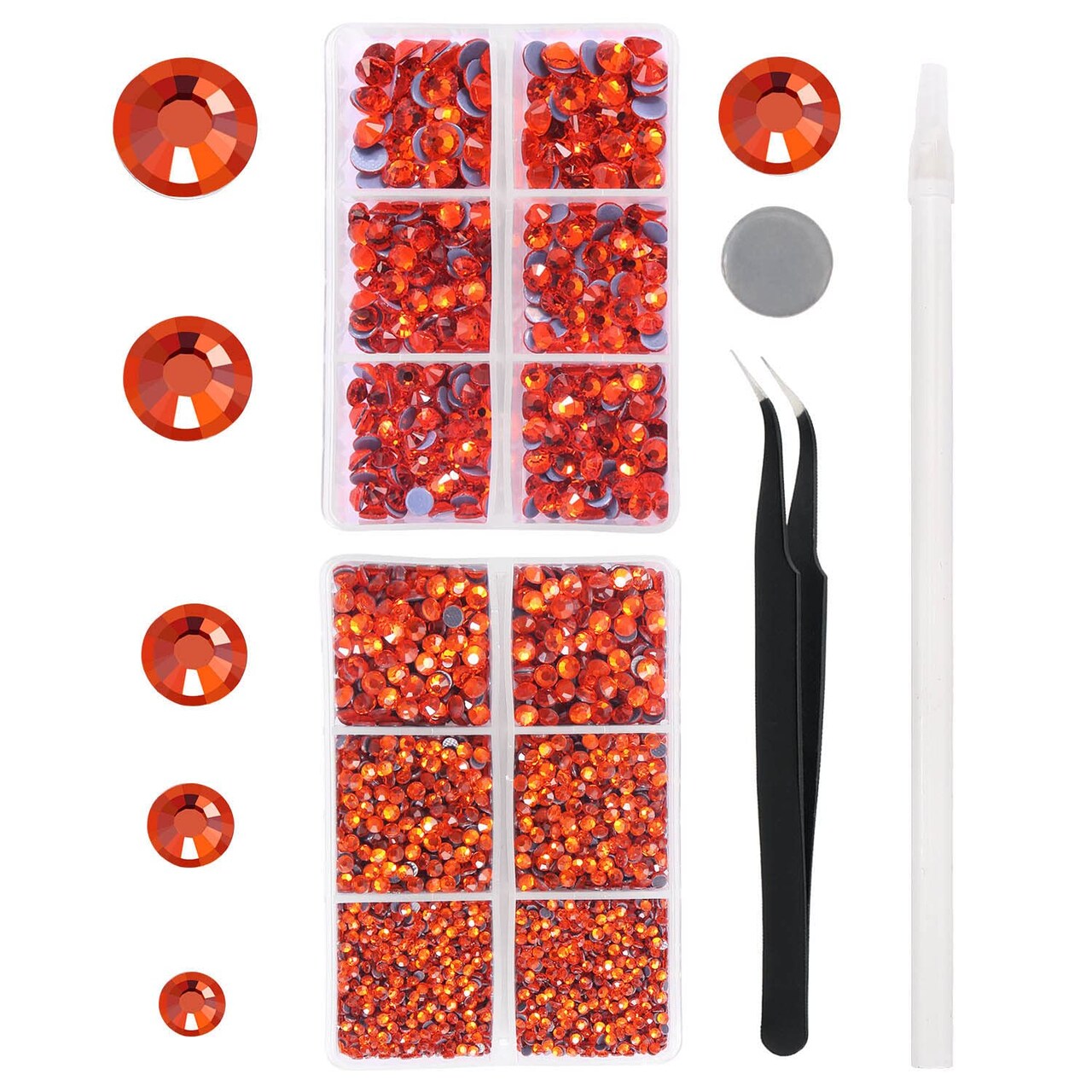 MEIBITE 6796PCS Hyacinth Hotfix Rhinestones Crystal Stones Glass for Fabric Clothes Shirts Sparkly Flat Back Round with Tweezers and Picking Pen (SS6~SS30 Set)